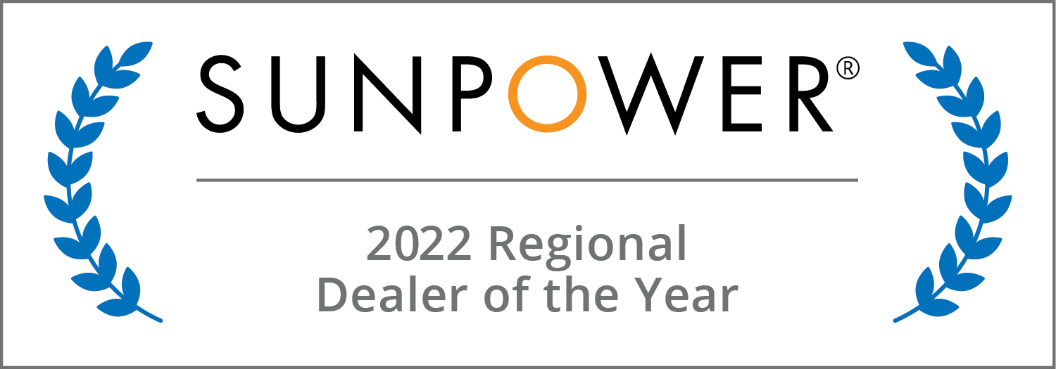 Blue leaf crest on both sides SunPower 2022 Regional Dealer Of The Year Award Badge