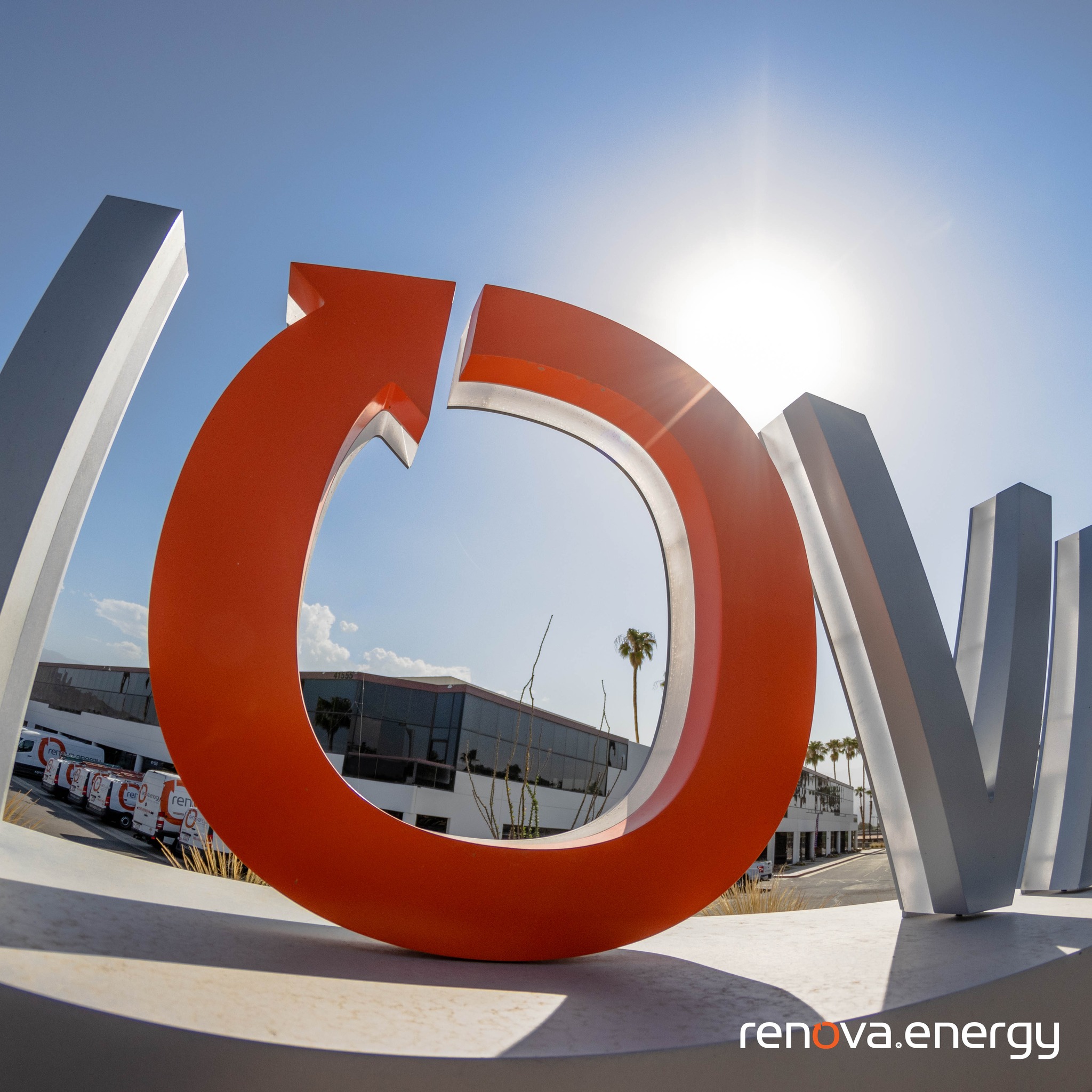 Renova Energy Logo With Sun In Background