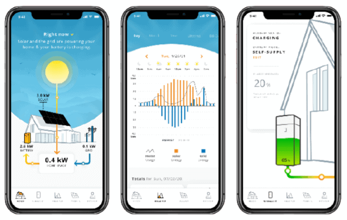 three different SunPower App Screenshots Demonstrating How To Monitor System
