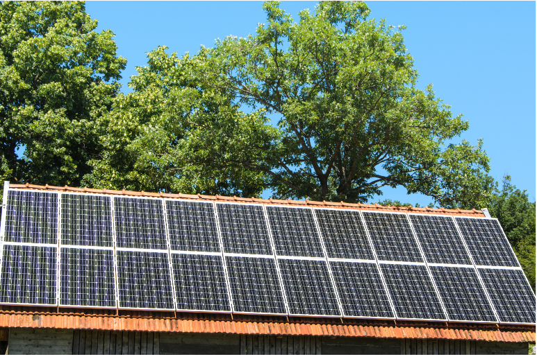 solar panels on a shed