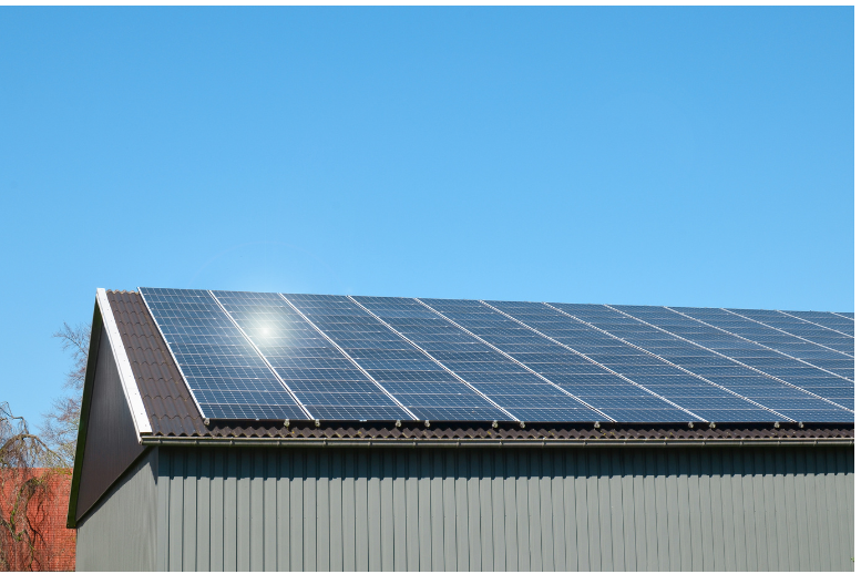 solar panels on a shed