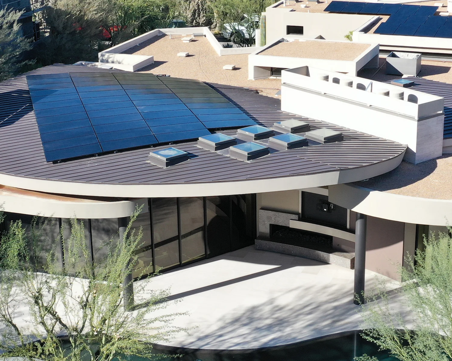 solar panels on the roof of a house in the southwest