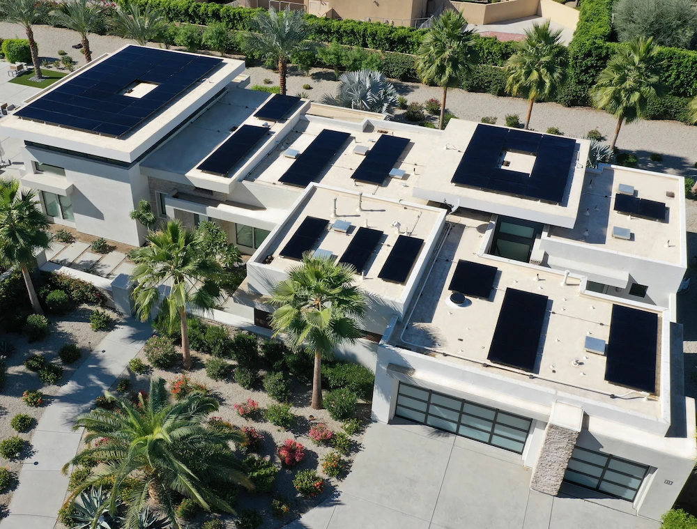 solar panels on a large house roof